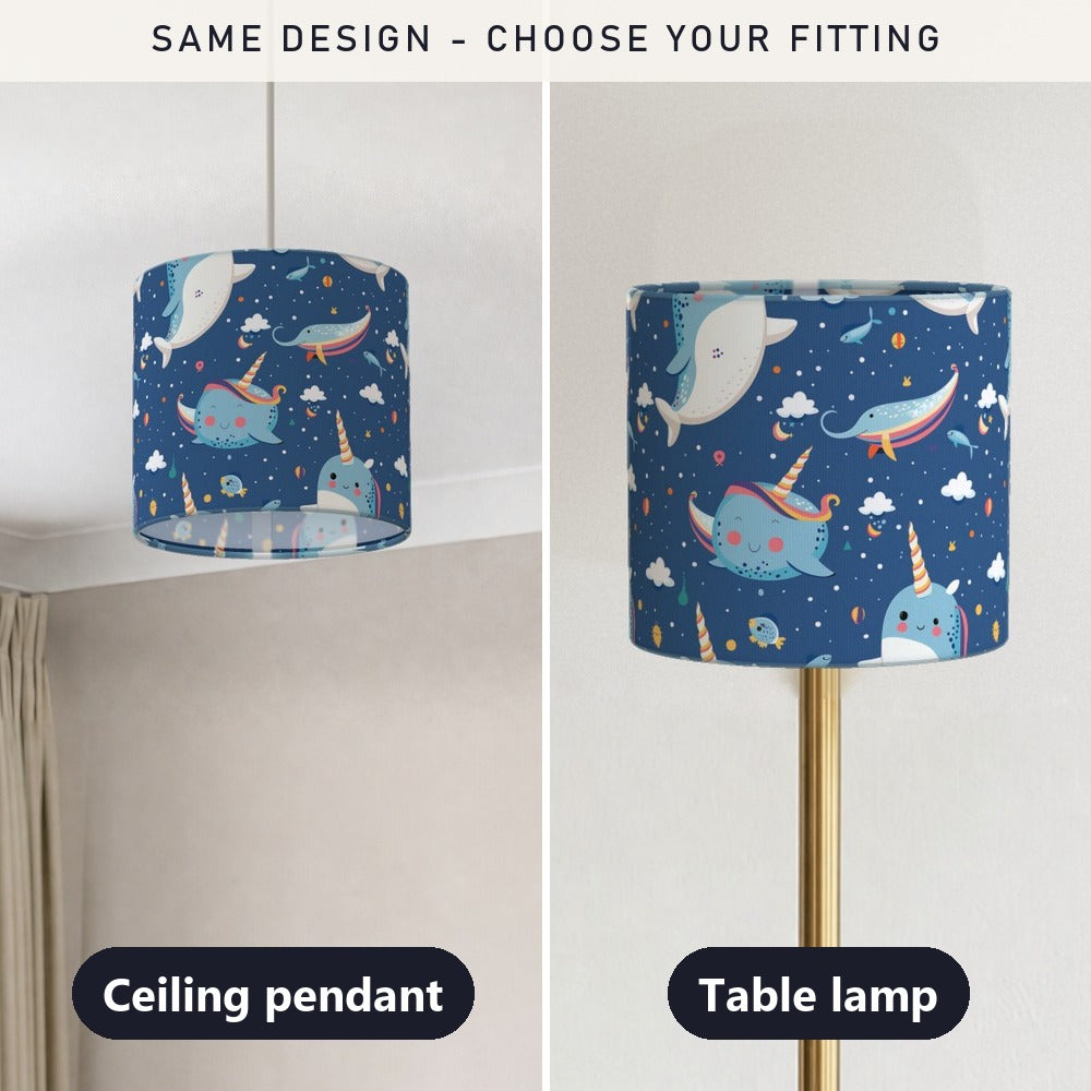 Narwhal Whale Clouds lampshade