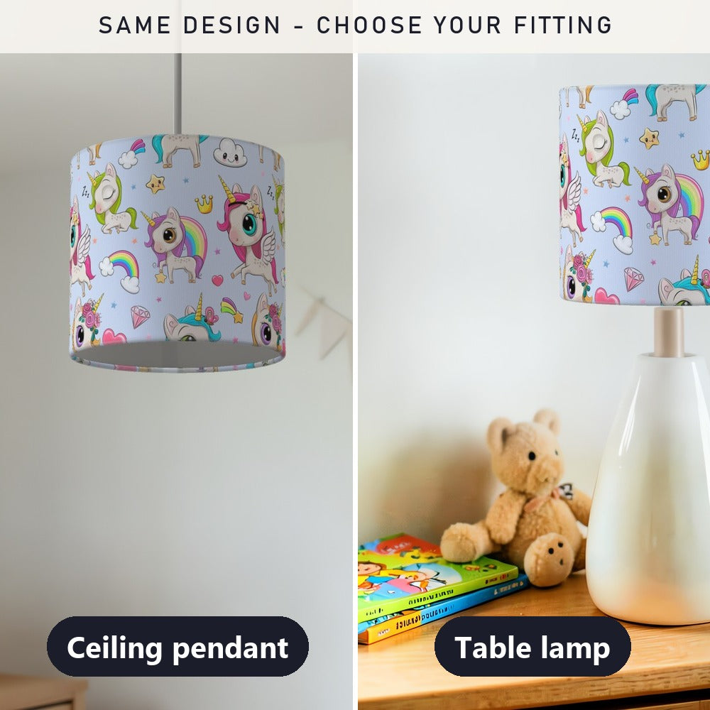 Adorable Unicorn and Rainbow lampshade