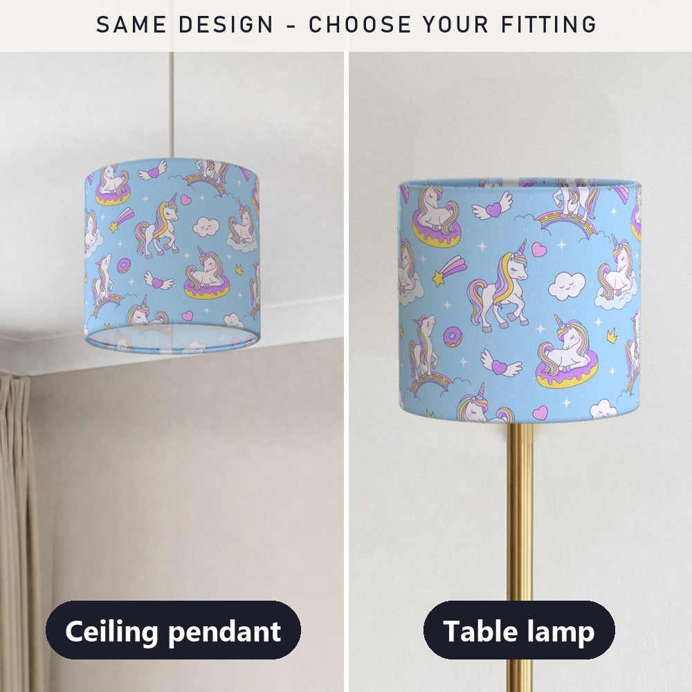 Pastel Unicorn and Rainbow lampshade