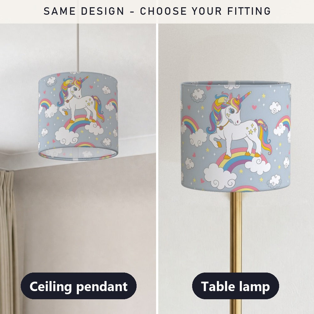 Enchanting Unicorn on Rainbow lampshade