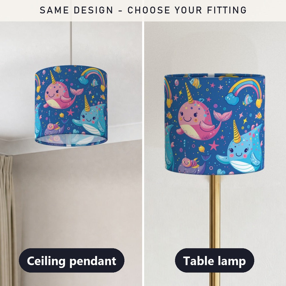 Narwhals and Rainbow Delight lampshade