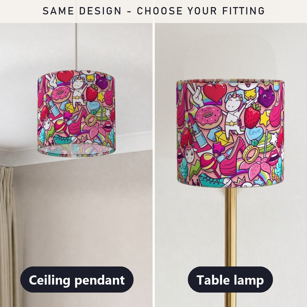 Unicorn and Hearts lampshade