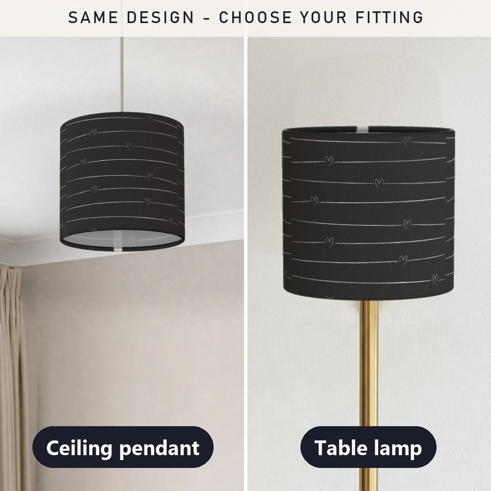 Black Heart Stripes lampshade