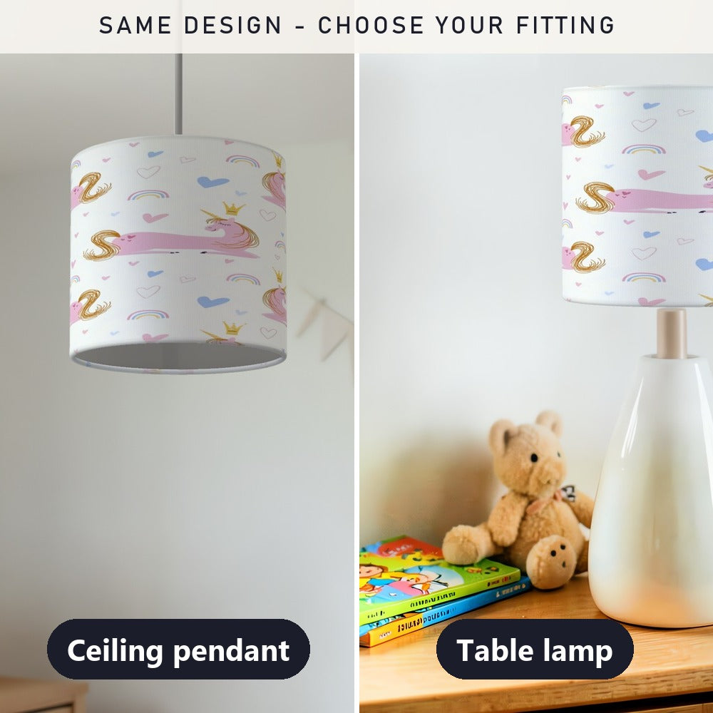 Pastel Unicorn and Stars lampshade