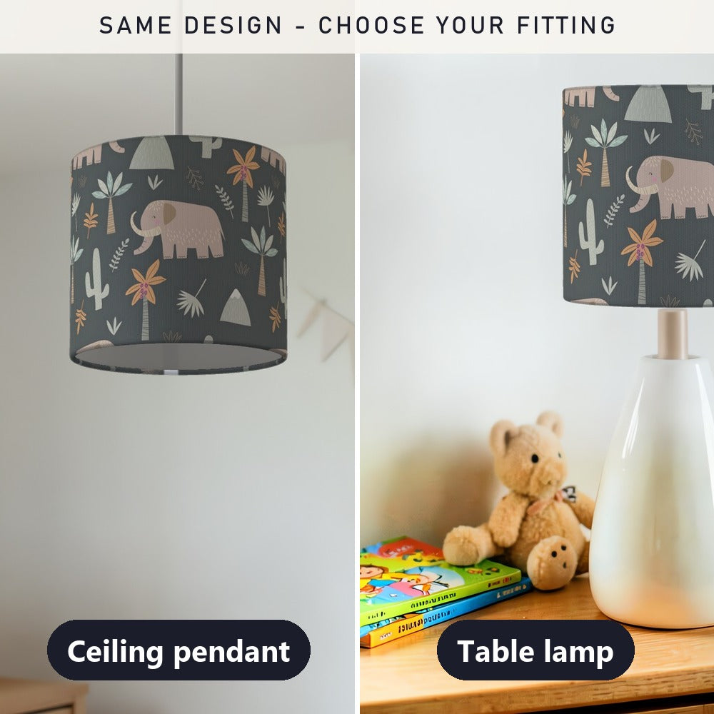 Jungle Safari Elephant Pattern lampshade