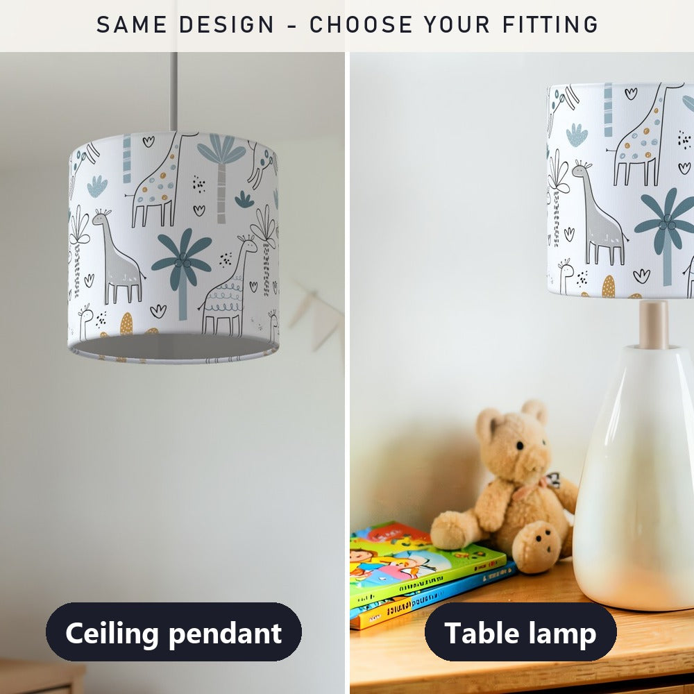 Whimsical Giraffe and Tree Pattern lampshade