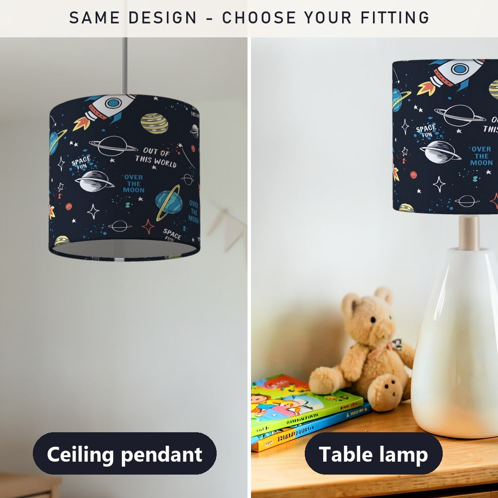 Space Adventure Rocket and Planets lampshade