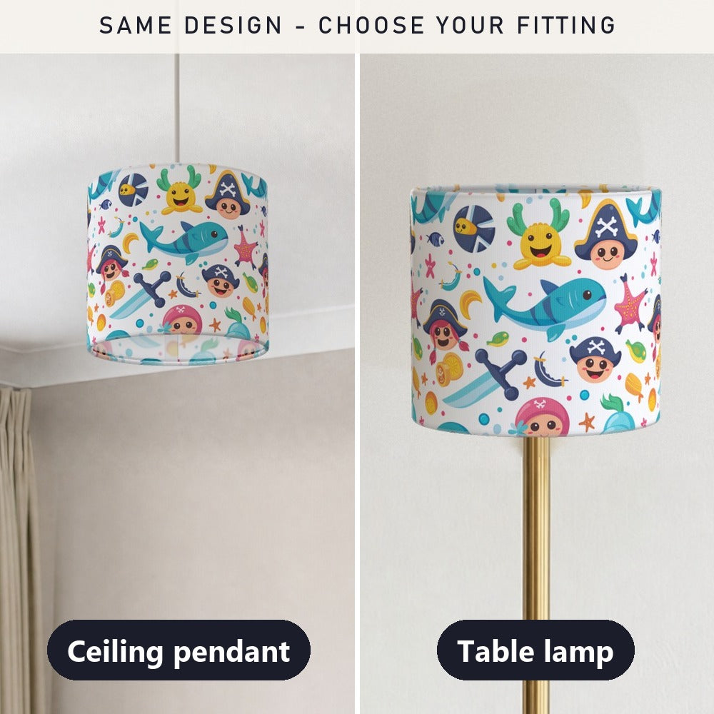 Pirate Characters and Fish lampshade