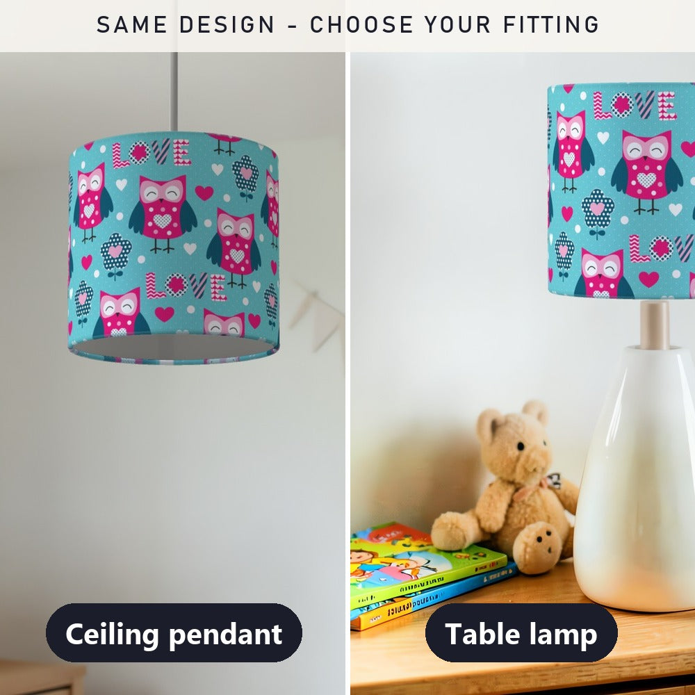 Blue Owl Love Pattern lampshade