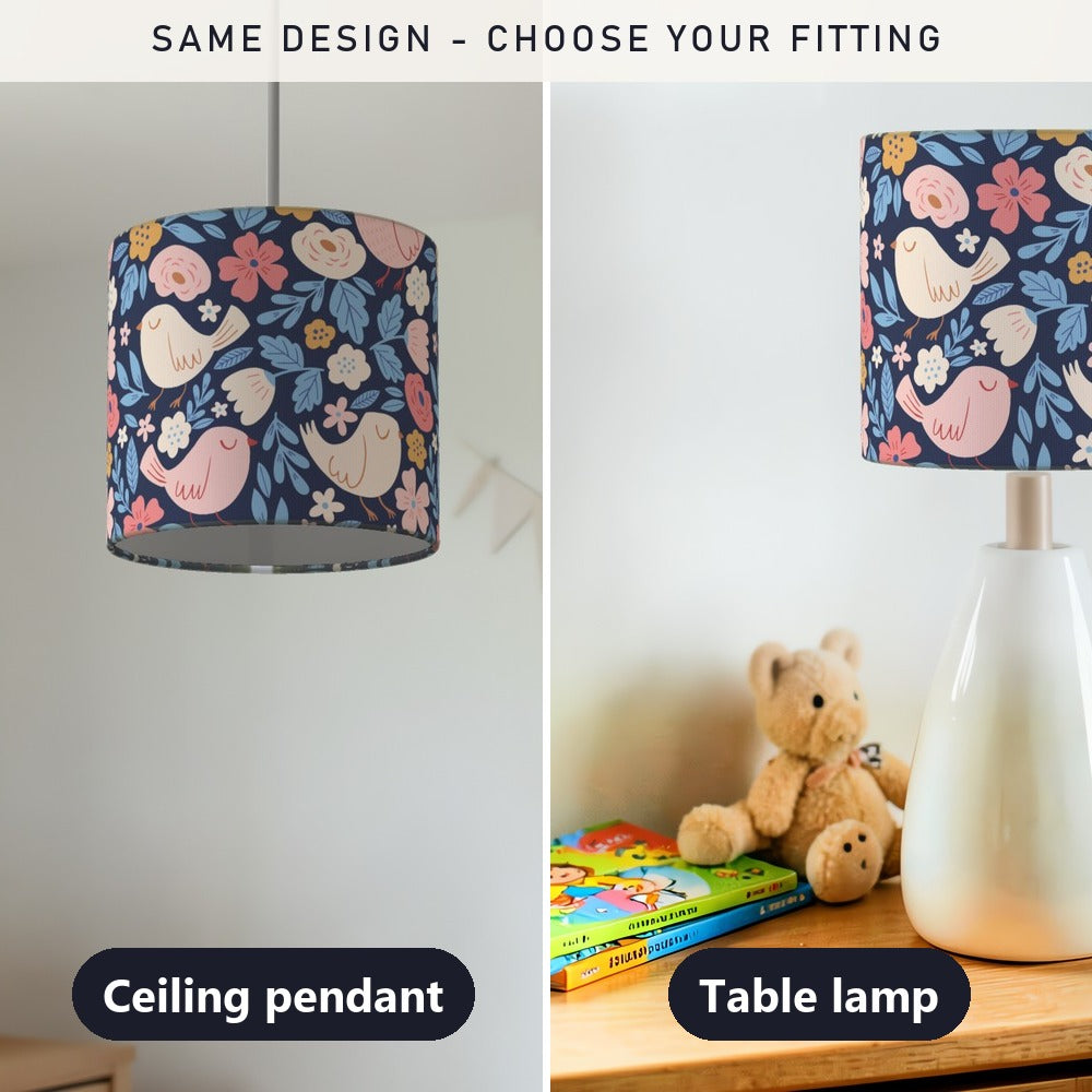 Floral Sleeping Birds lampshade