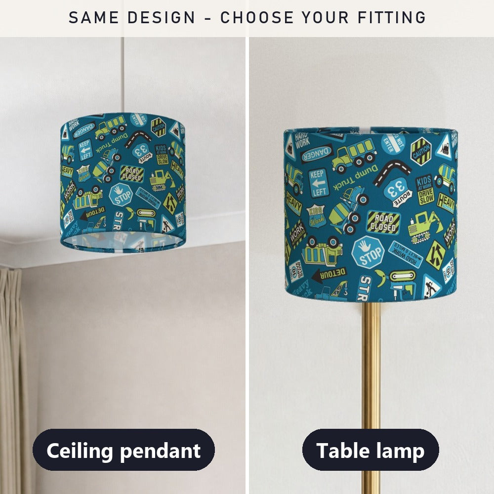 Blue Road Signs Truck Digger lampshade