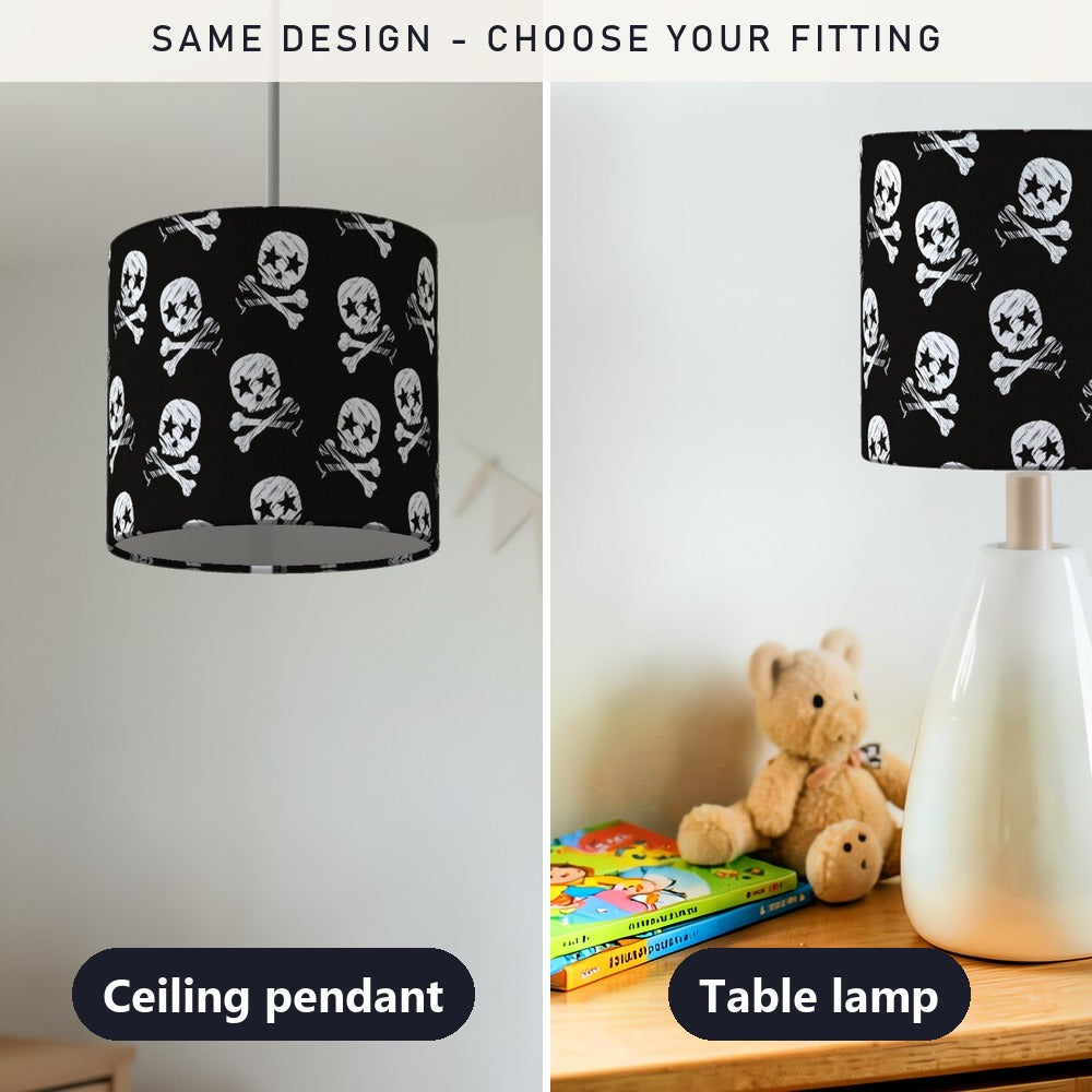 Black Pirate Skull and Crossbones lampshade