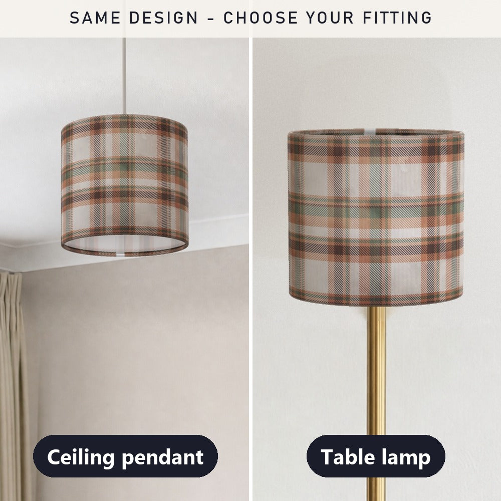 Green Brown Plaid Pattern lampshade