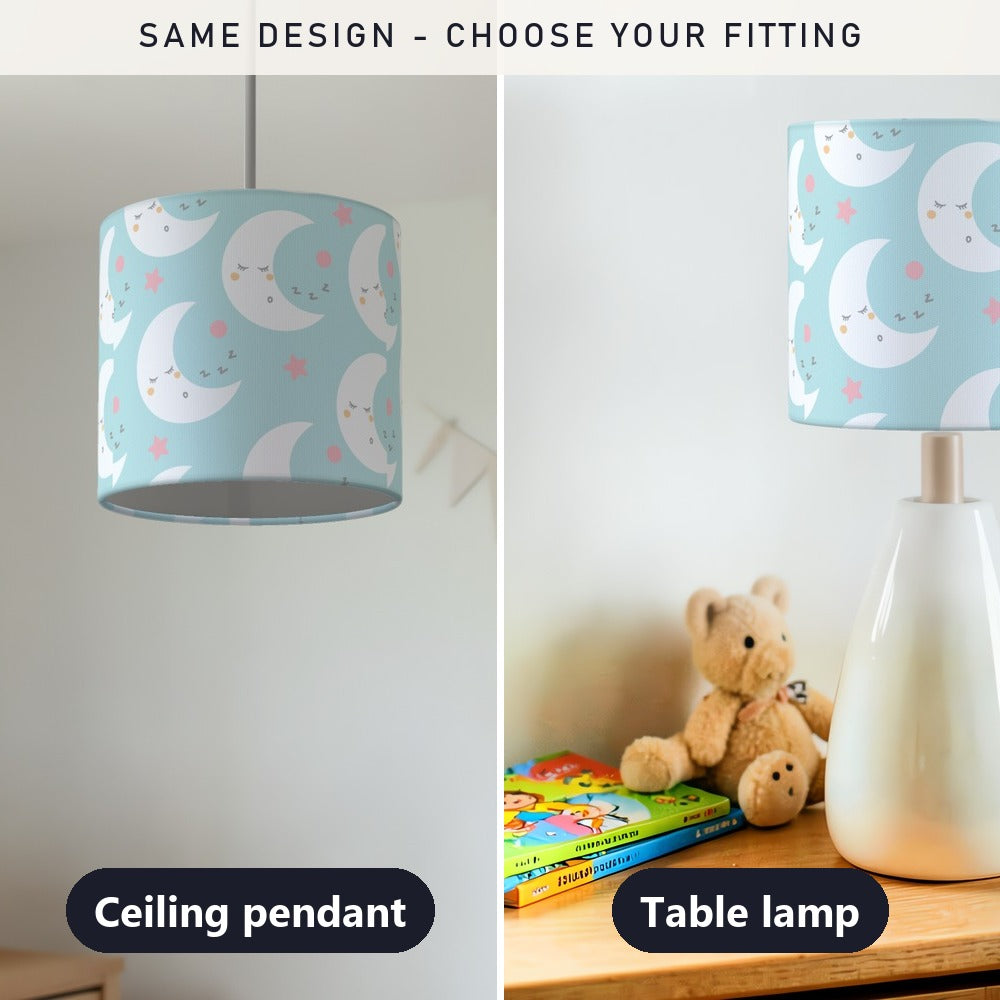 Cute Sleeping Moon and Pink Stars lampshade