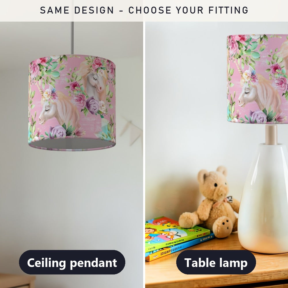 Enchanted Unicorn Floral lampshade