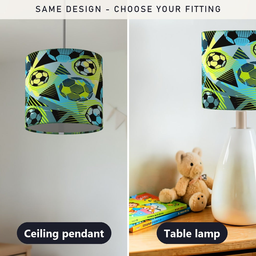 Blue and Yellow Soccer Ball Pattern lampshade