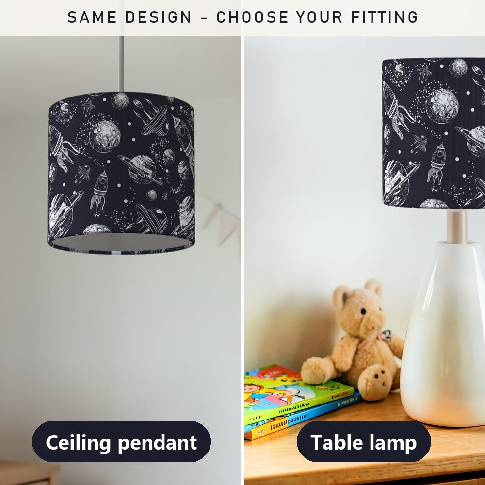 Navy Space Rocket Galaxy lampshade