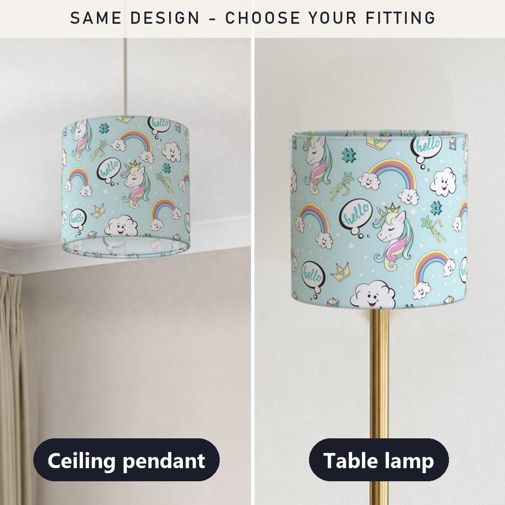 Whimsical Unicorn and Rainbow lampshade