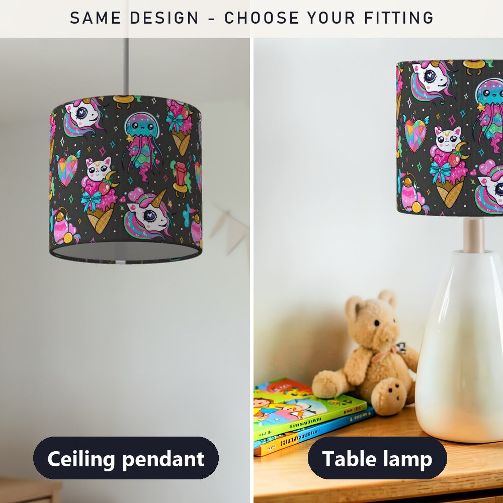 Magical Unicorn Cat and Jellyfish lampshade
