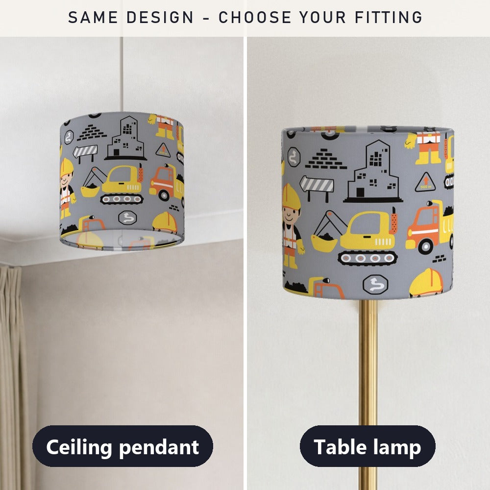 Multicoloured Construction Digger Builder lampshade