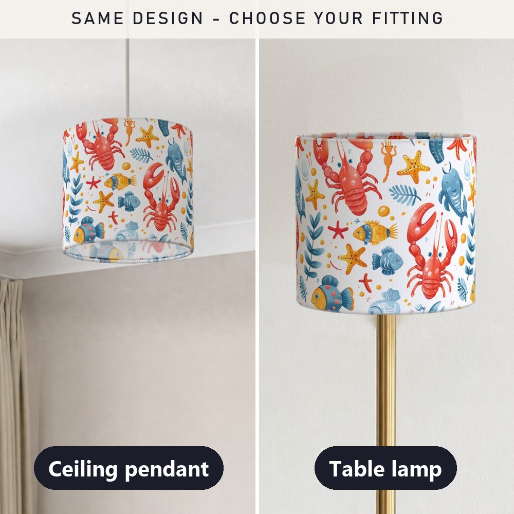 Red Lobsters and Starfish lampshade