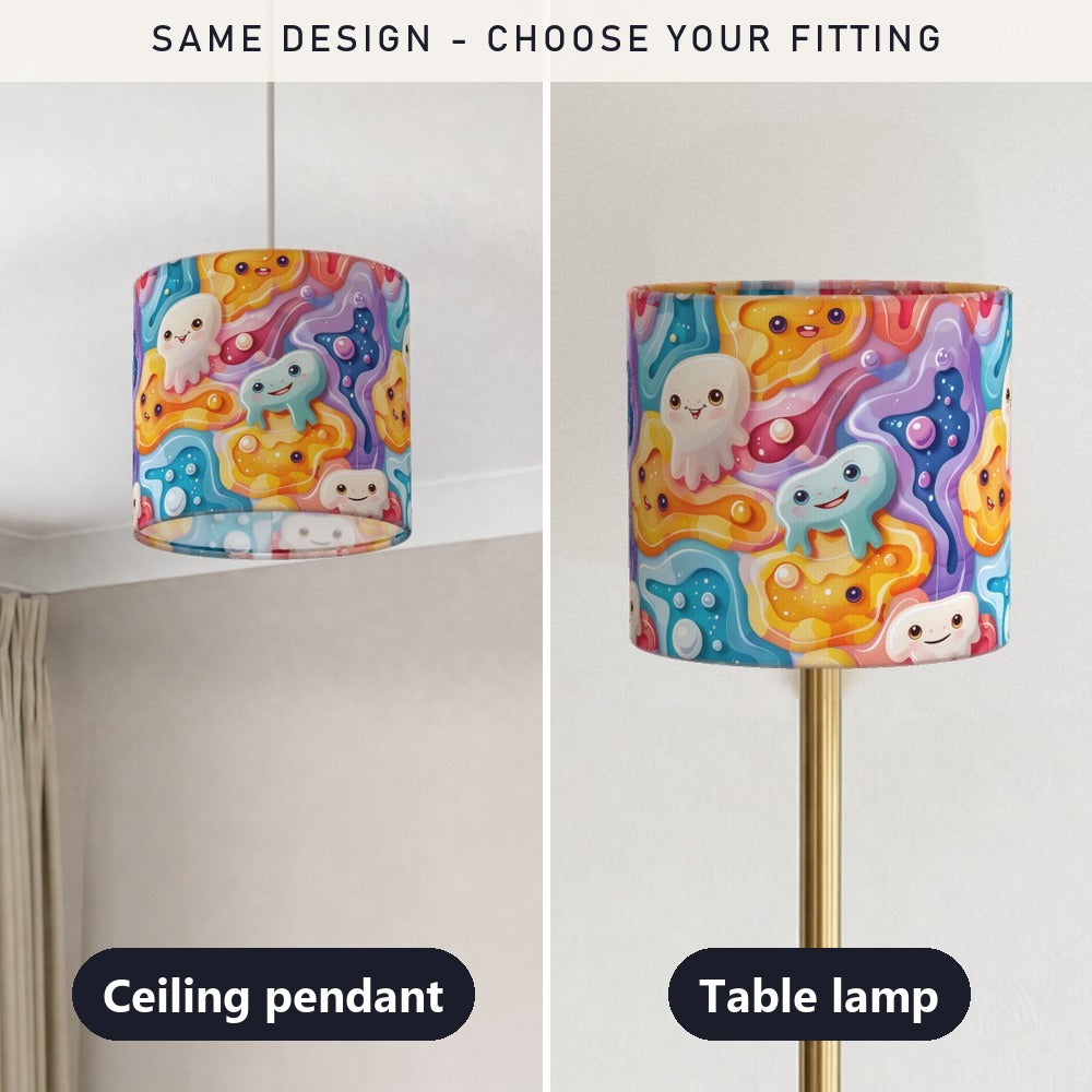 Colourful Monsters on Swirls lampshade