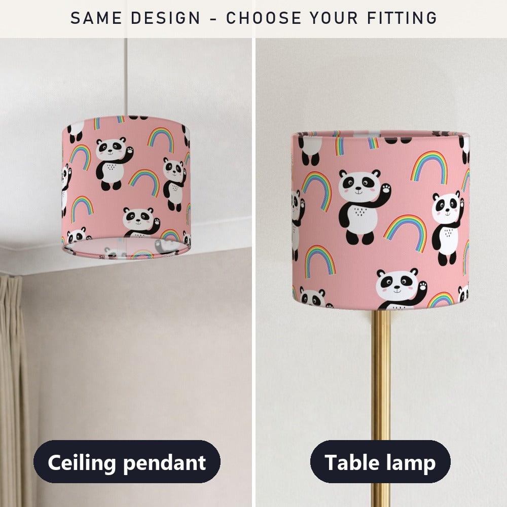 Pink Panda and Rainbow lampshade