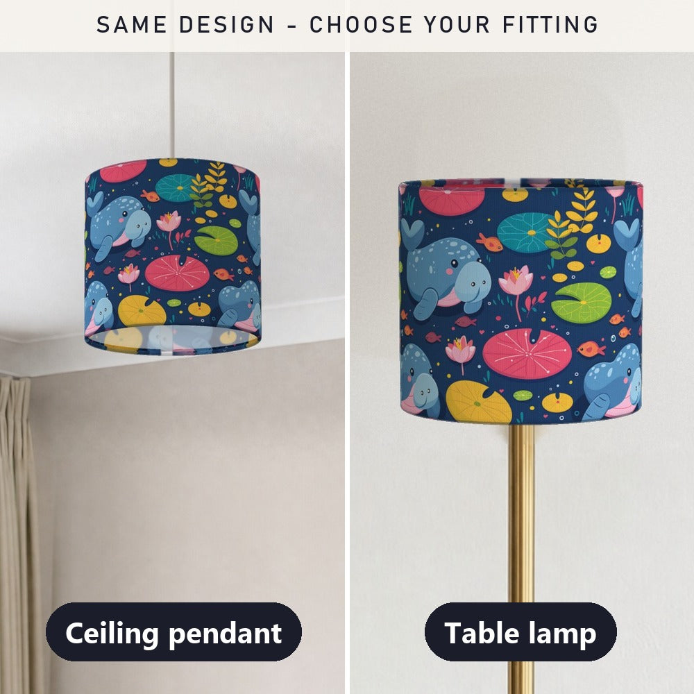 Manatee Lilypads Flowers lampshade