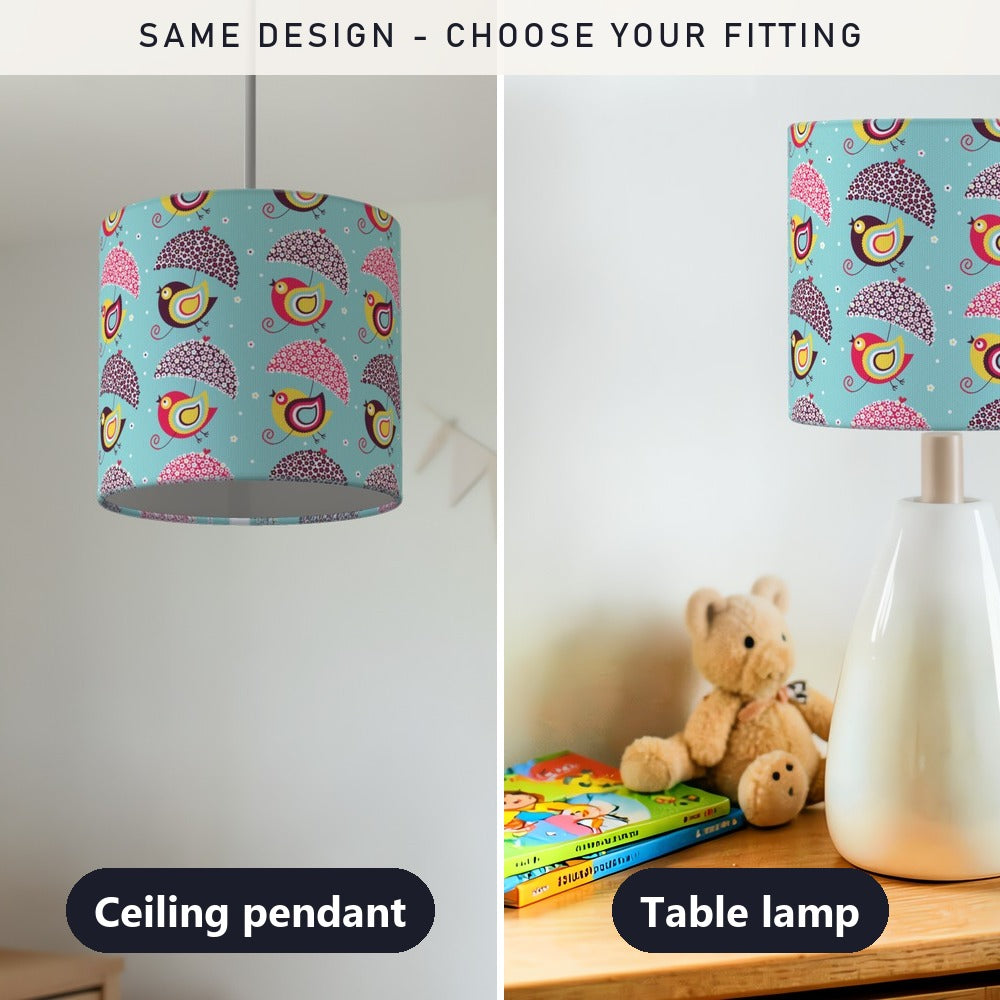 Colorful Bird and Umbrella Pattern lampshade