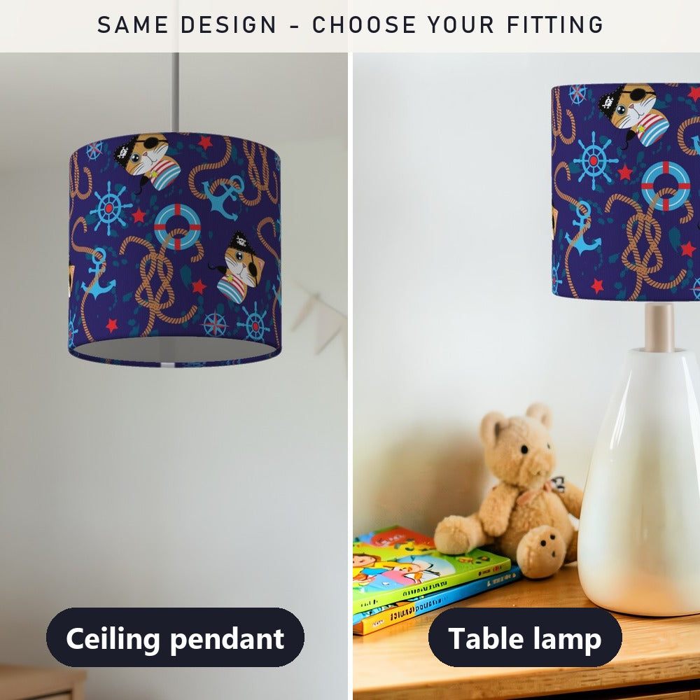 Nautical Pirate Cat Design lampshade
