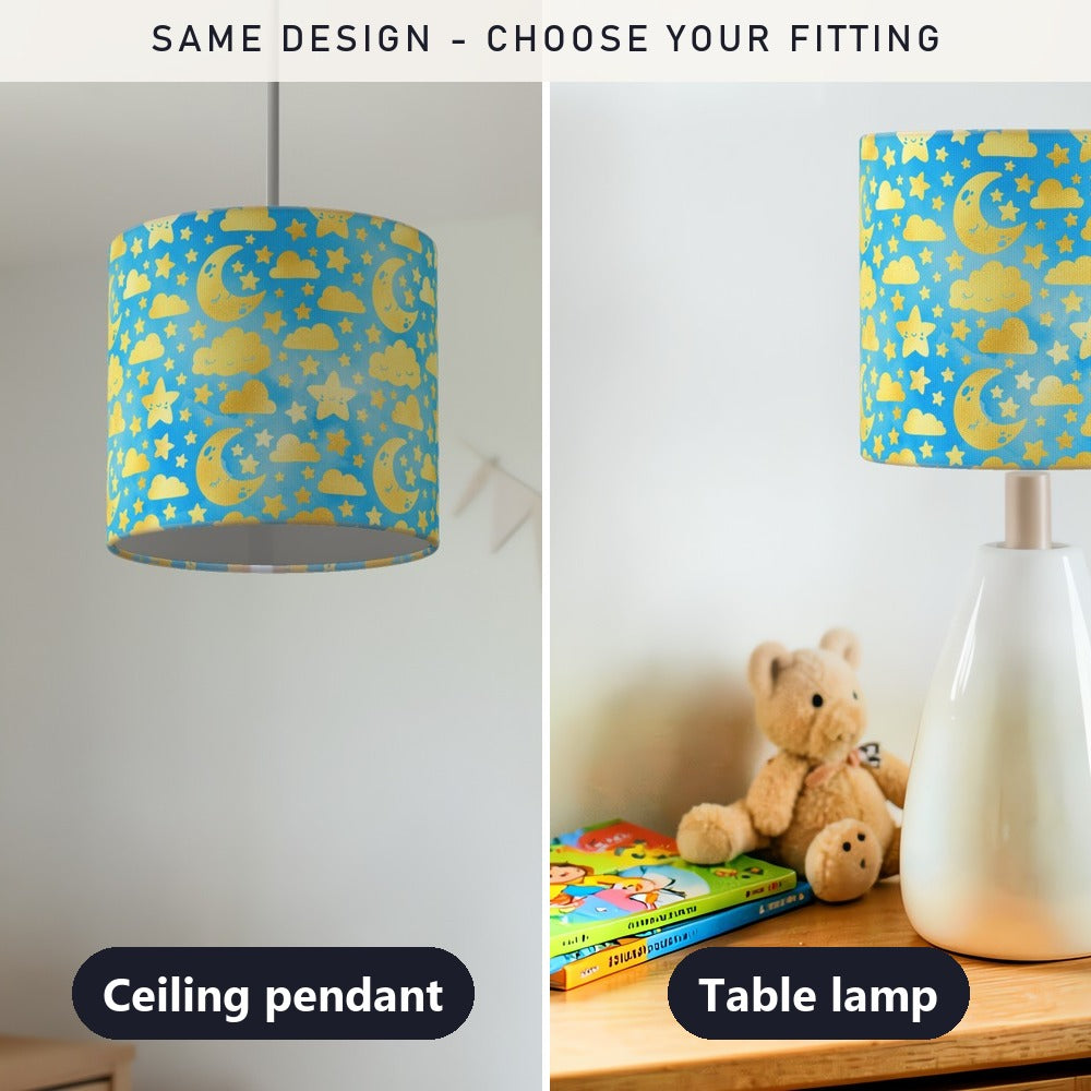 Gold Moon and Stars lampshade