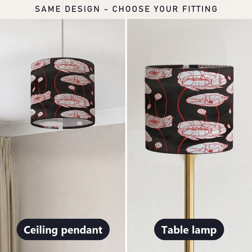 Red Poppy Floral Pattern lampshade