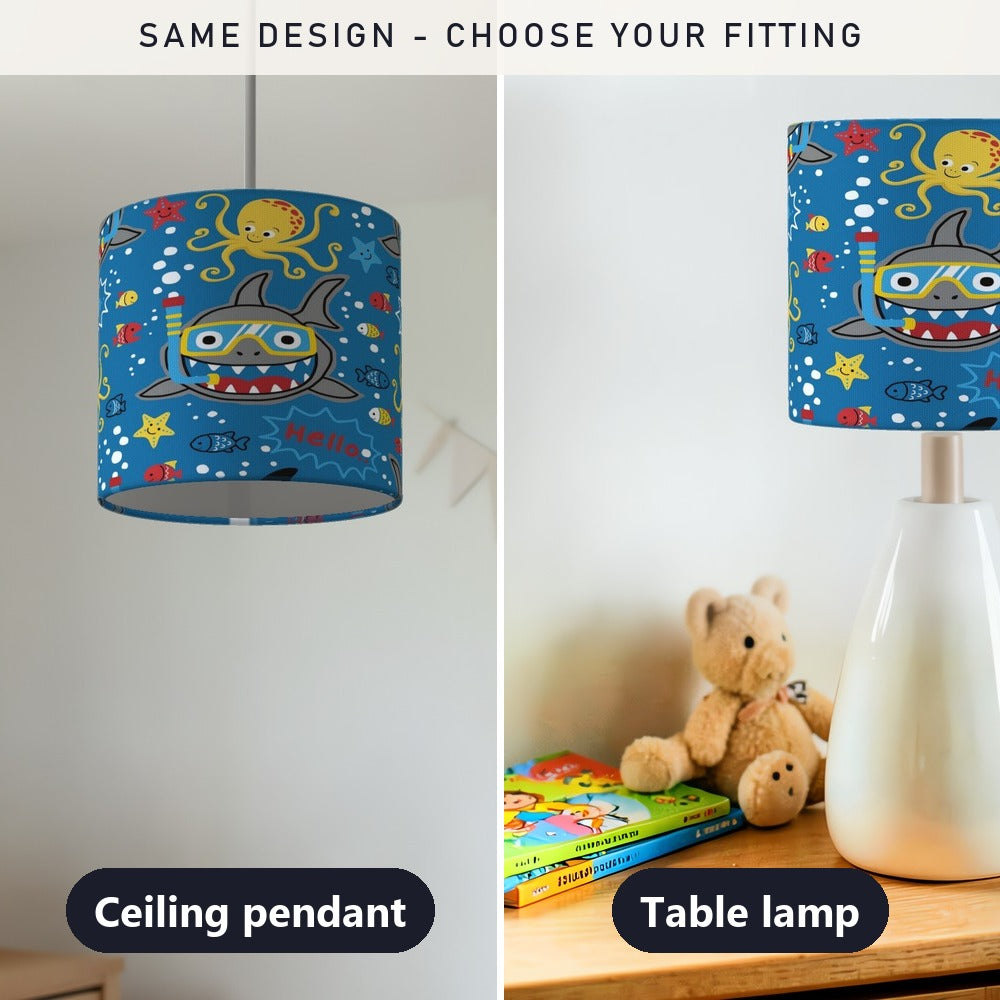 Blue Ocean Adventure Shark lampshade