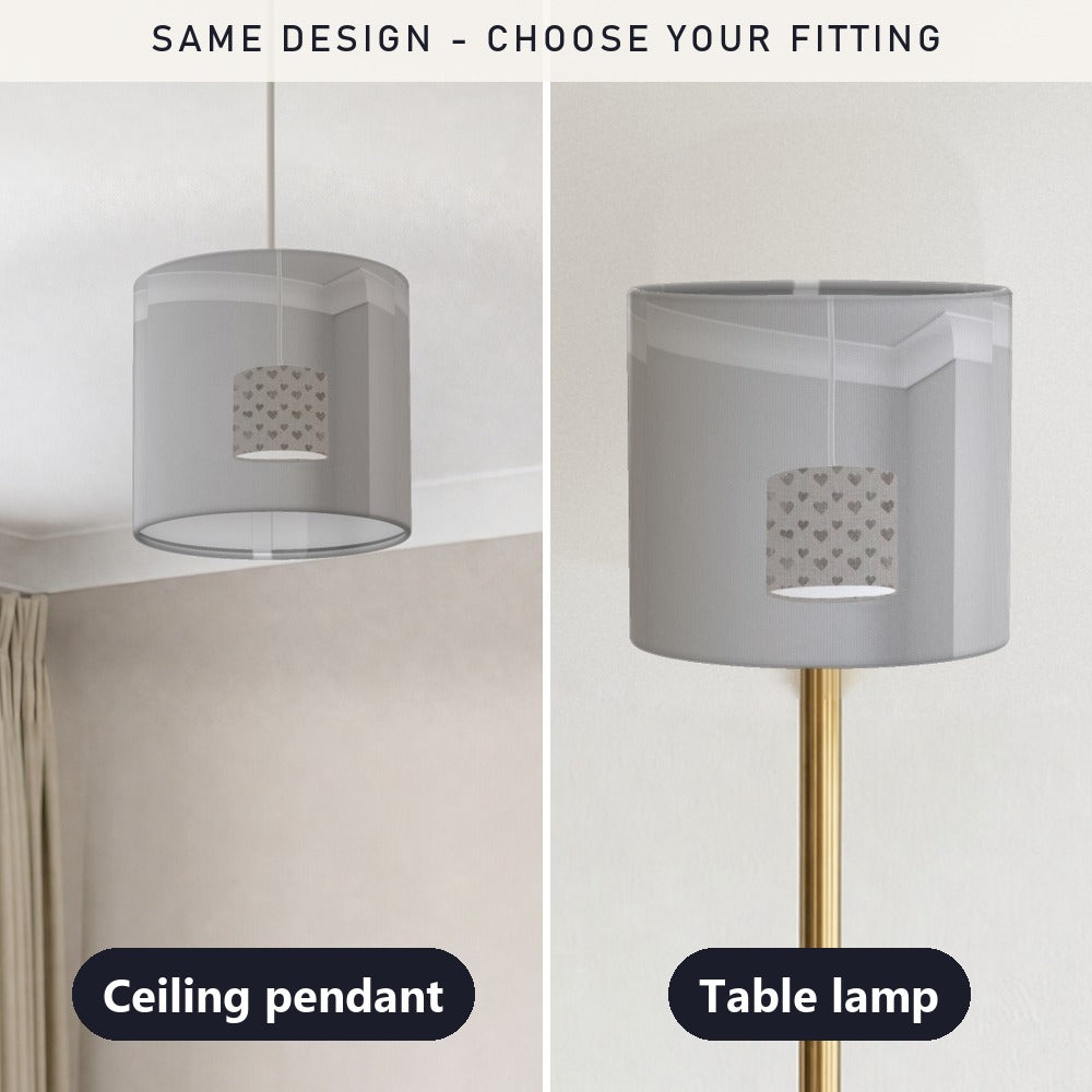 Grey Heart Pattern lampshade