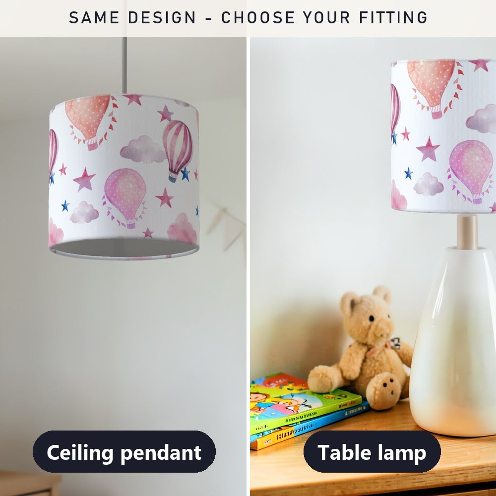 Pink Hot Air Balloon and Stars lampshade