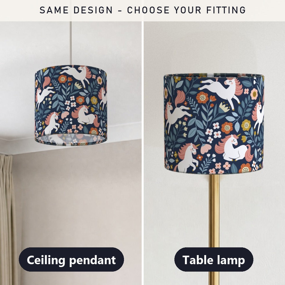 Enchanting Unicorn Floral Pattern lampshade