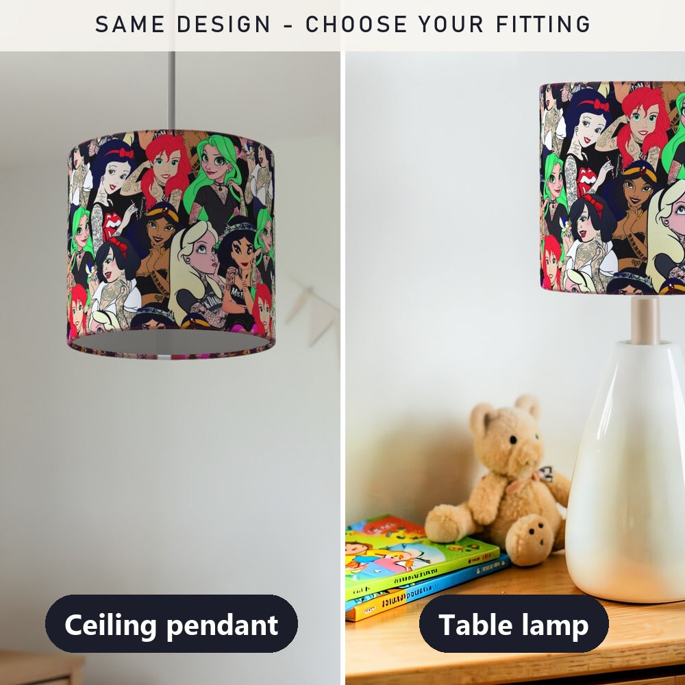 Tattooed Princess Pattern lampshade