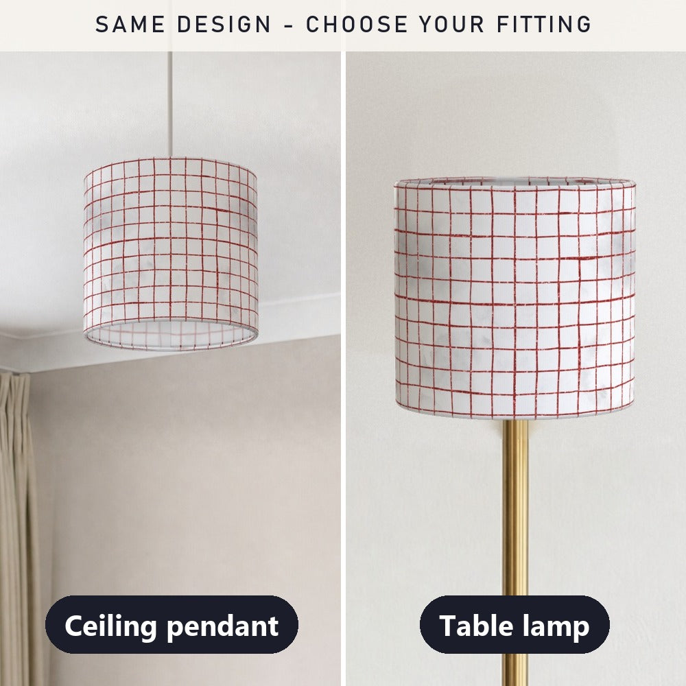Red Grid Pattern lampshade