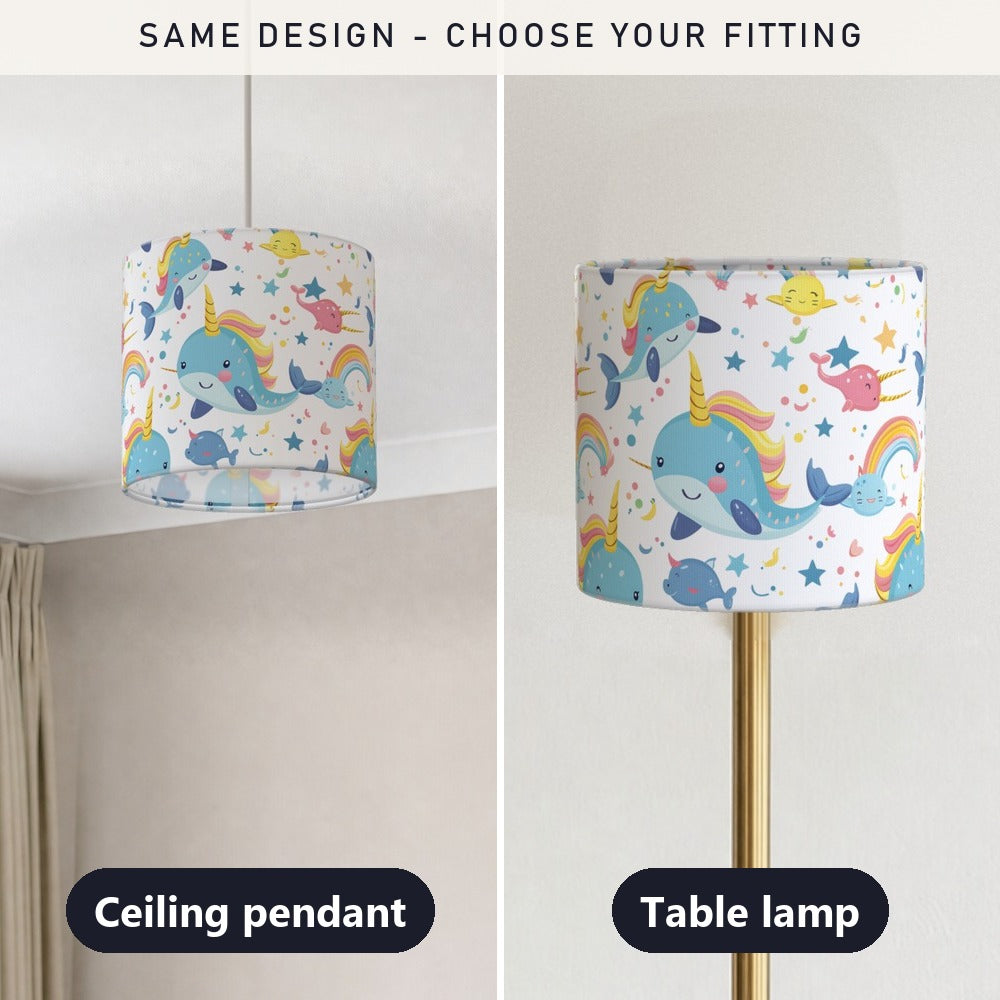 Narwhal Rainbow Stars lampshade