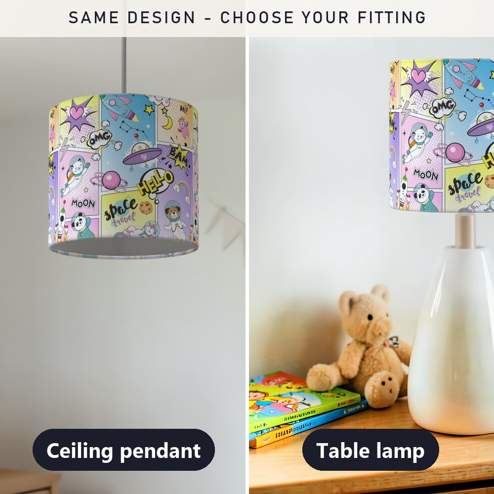 Cartoon Space Adventure lampshade