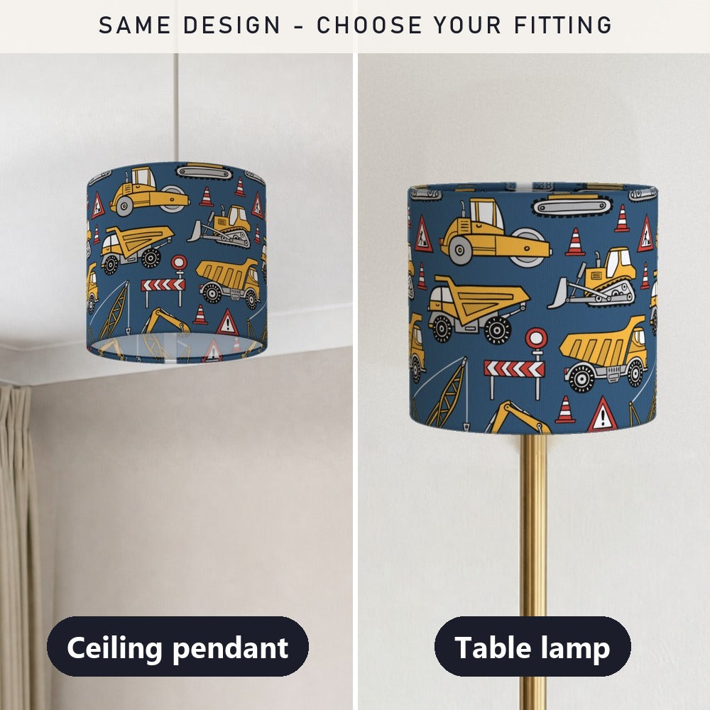Blue Construction Vehicle lampshade