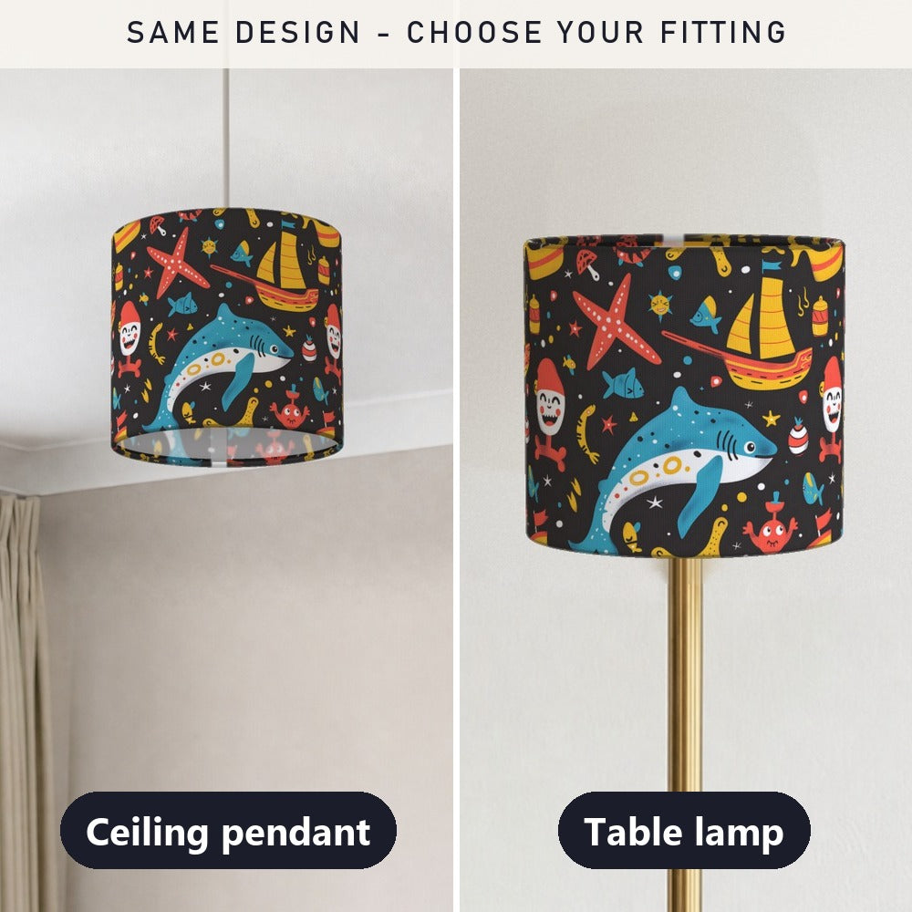 Bright Shark and Starfish lampshade