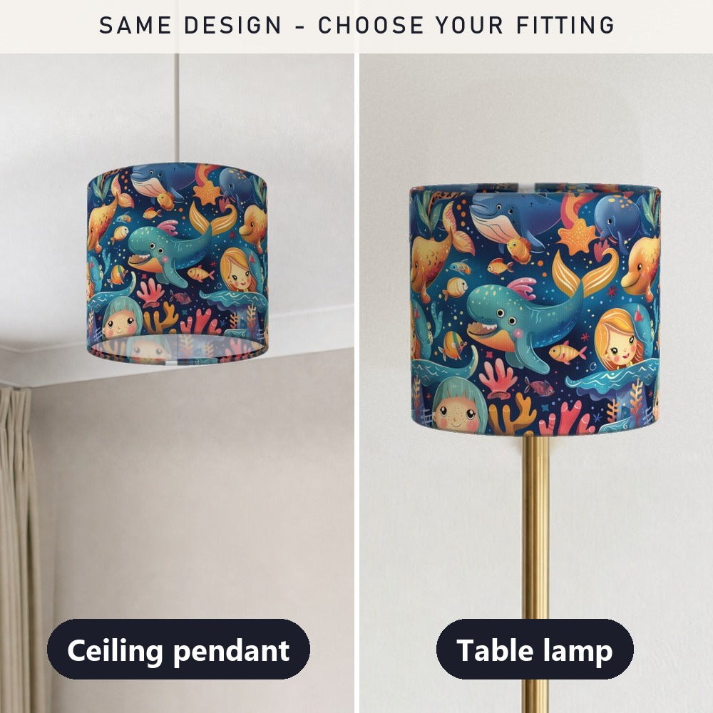 Whale Mermaid Coral lampshade