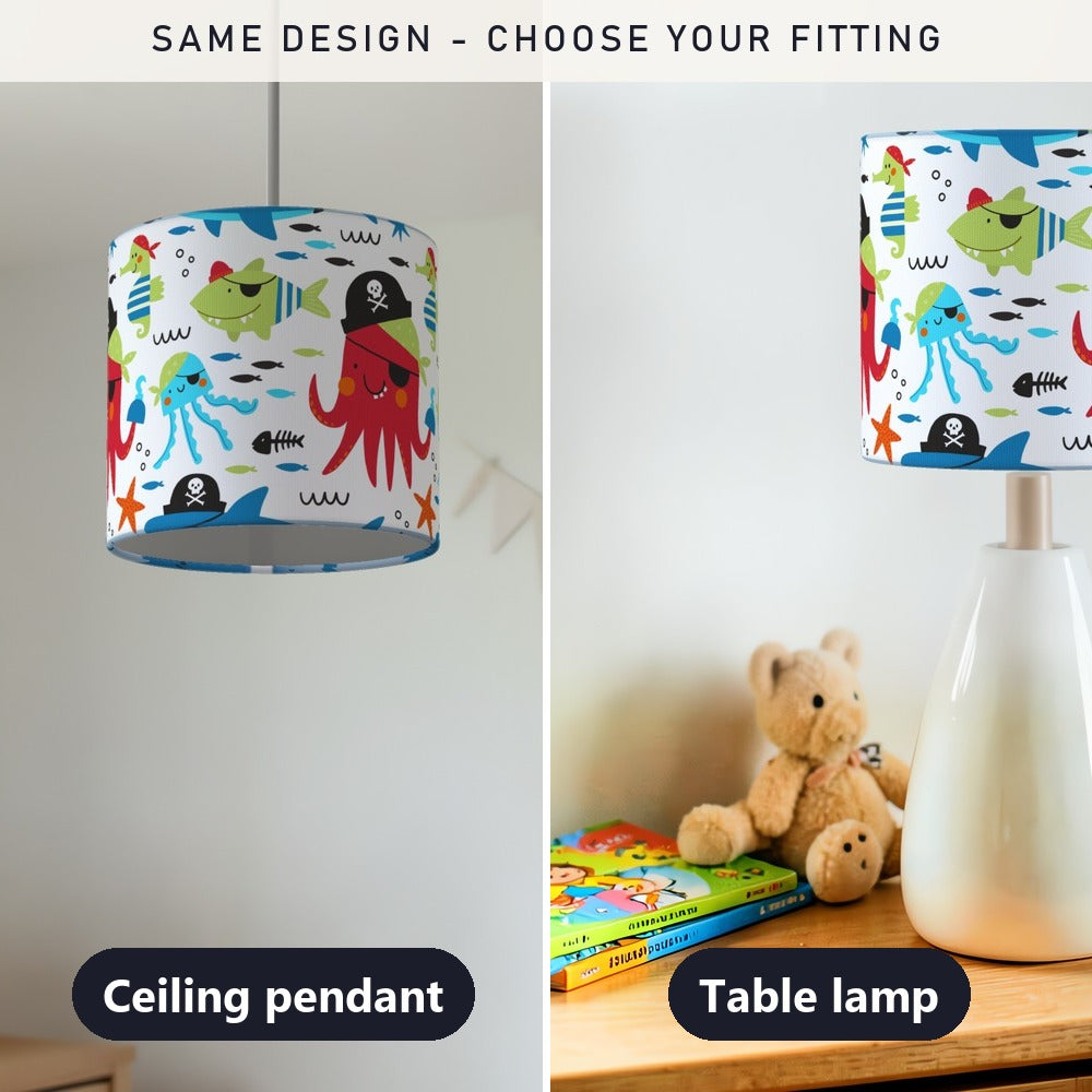 Pirate Adventure Squid and Fish lampshade