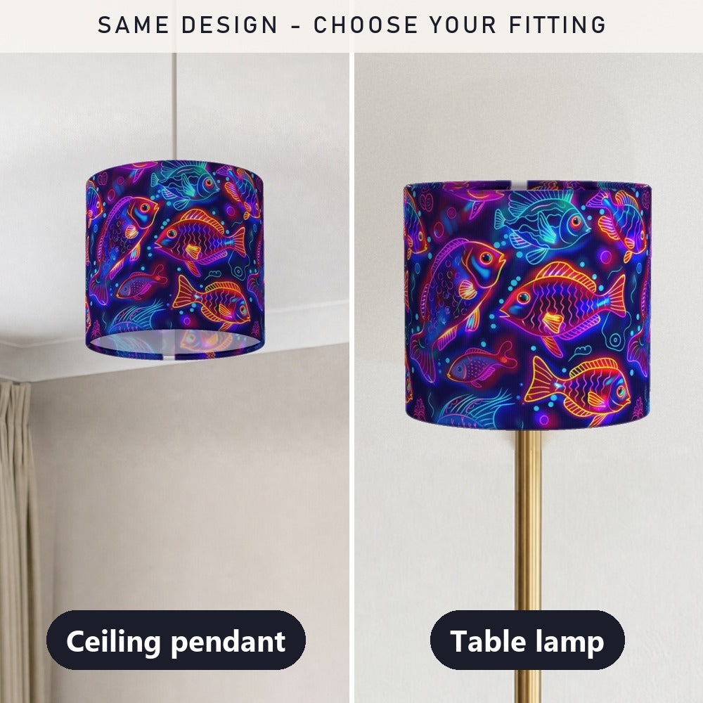 Vibrant Neon Fish lampshade