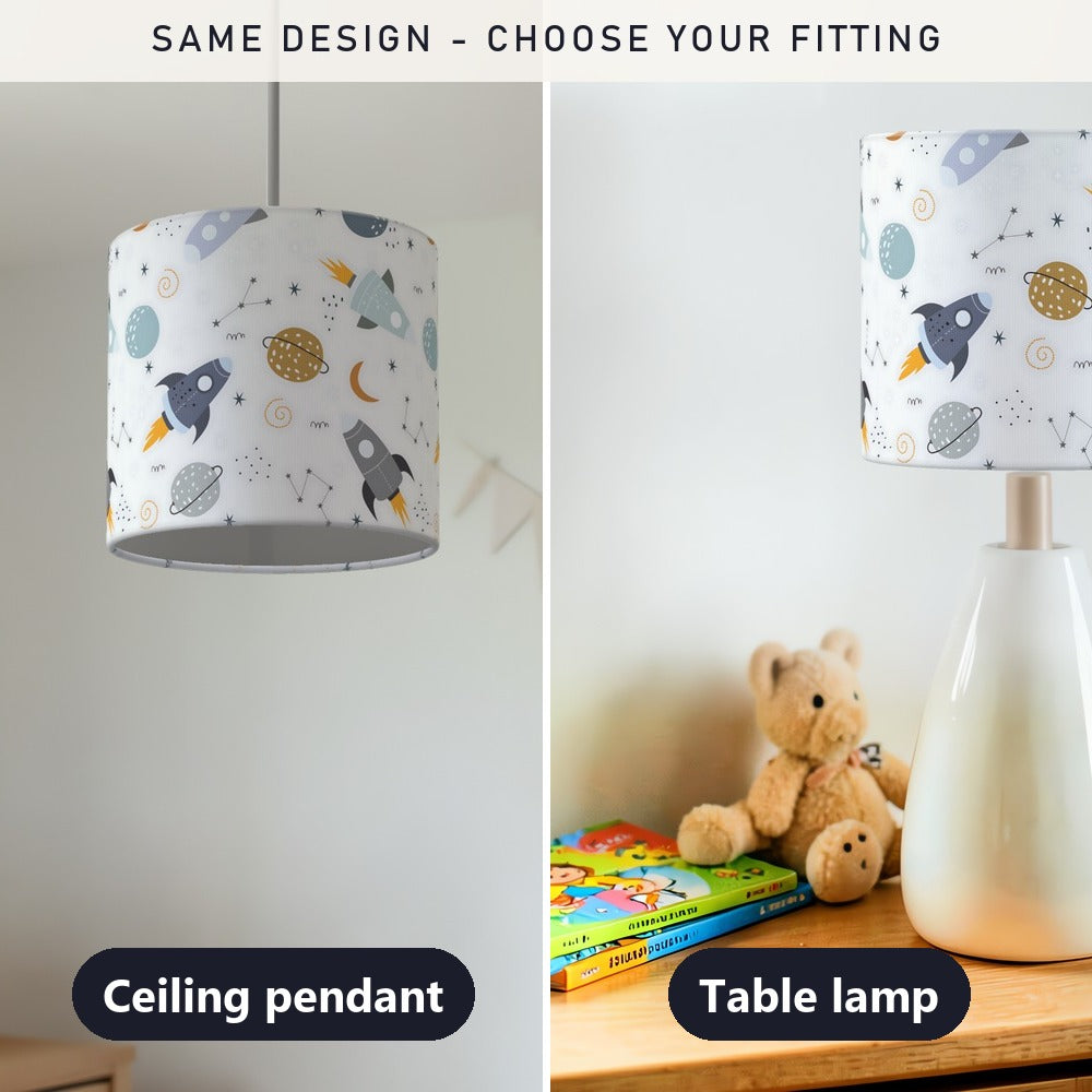 Rocket and Planet Space Theme lampshade