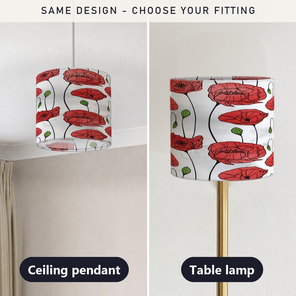 Red Poppy Floral lampshade