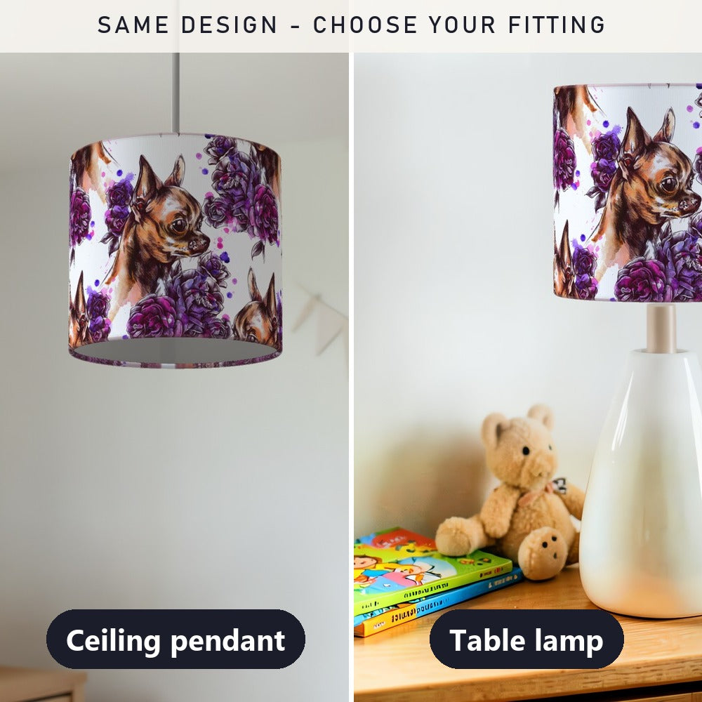 Purple Floral Chihuahua Dog lampshade