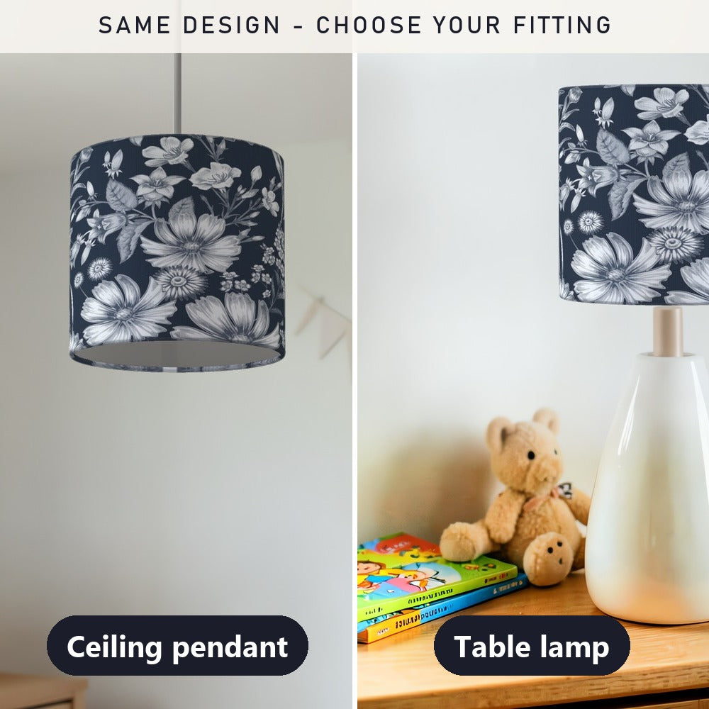 Navy Floral Pattern lampshade