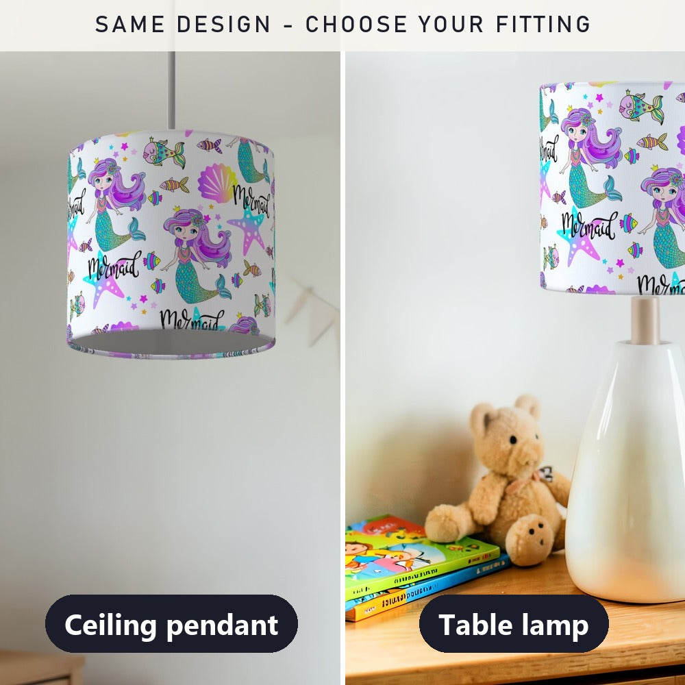 Colorful Mermaid and Seashell lampshade